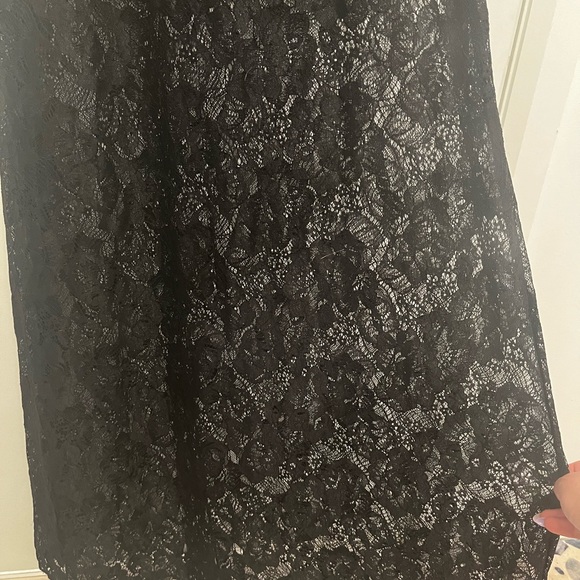 Black Bodycon Dress with Maxi Lace Overlay - Picture 4 of 6